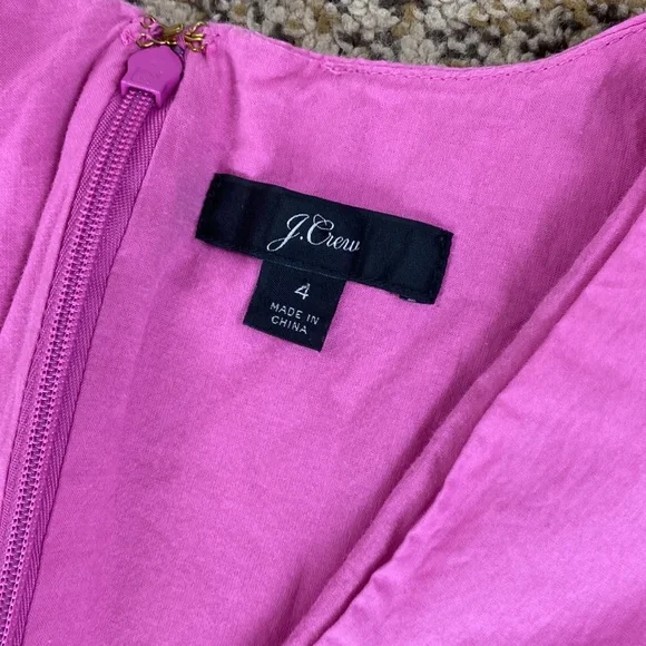 J. Crew Sleeveless faux wrap cotton poplin bright pink midi dress - Picture 7 of 9
